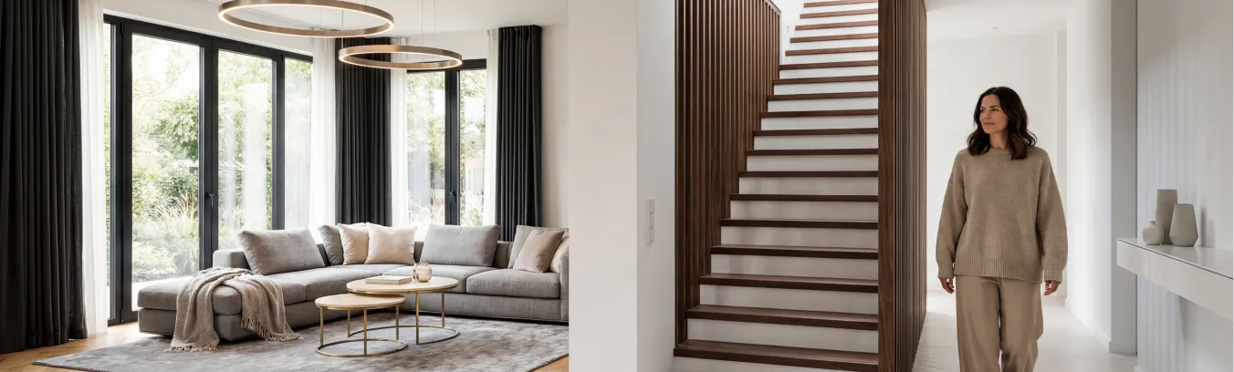 ragazza in casa di design riqualificata energeticamente