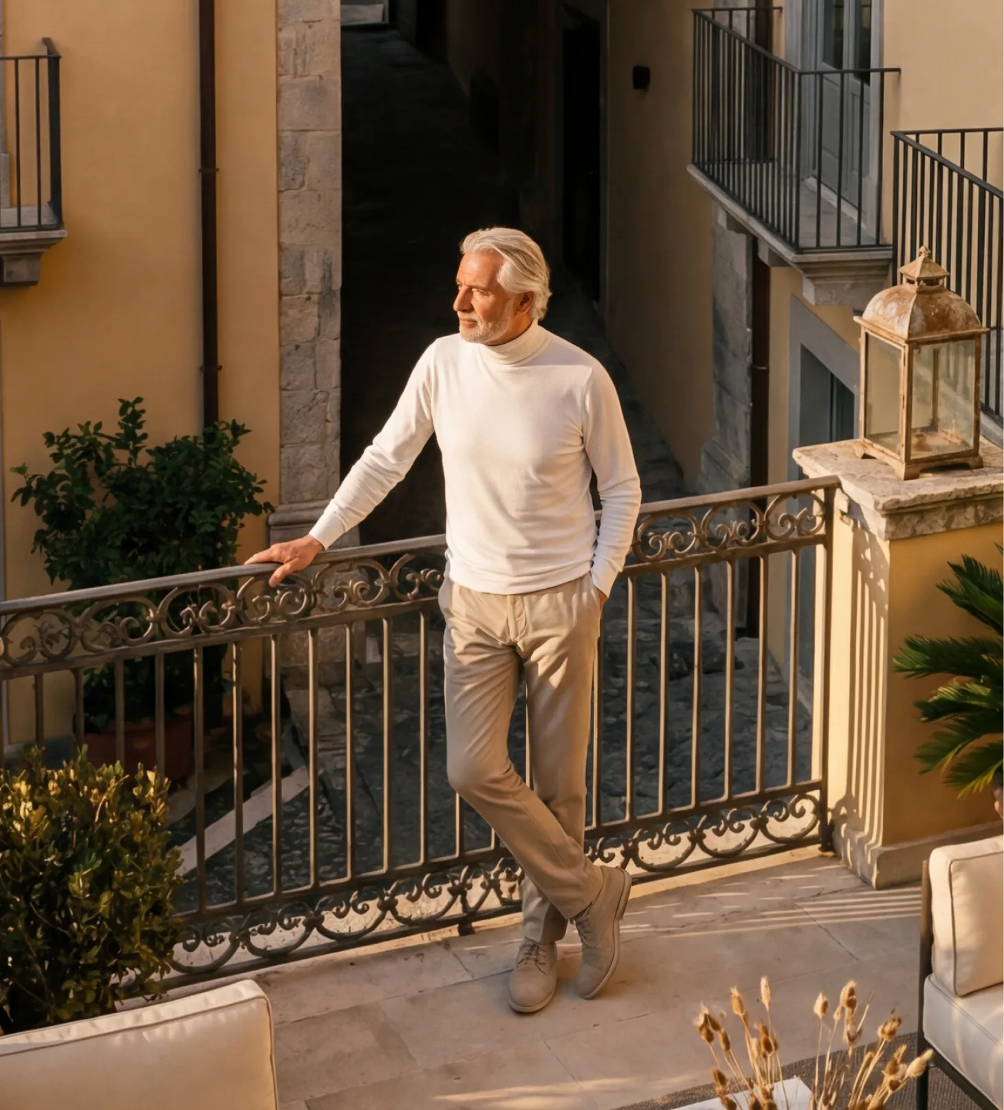 signore in terrazzo casa di pregio riqualificata energeticamente