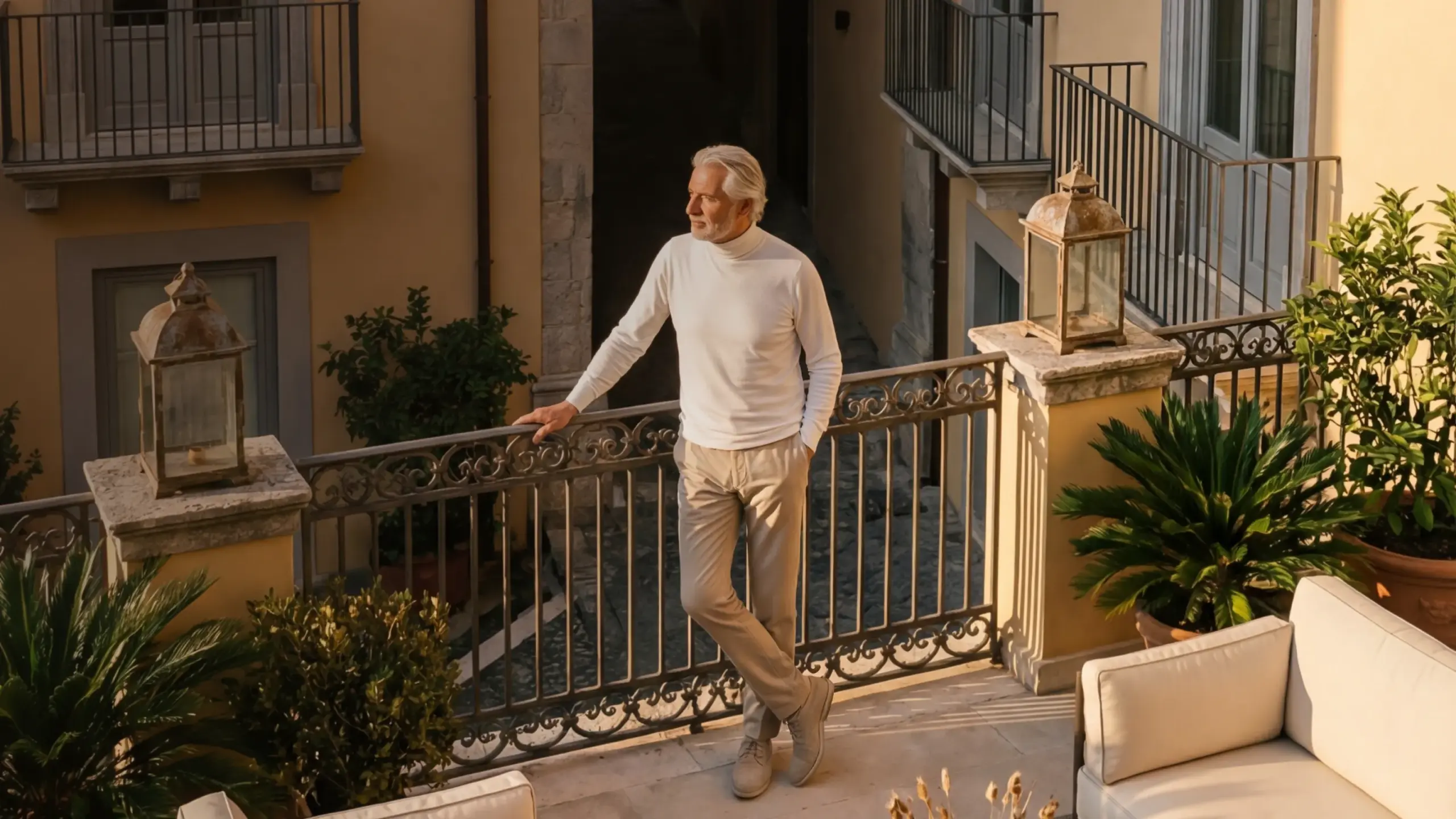 signore in terrazzo casa di pregio riqualificata energeticamente