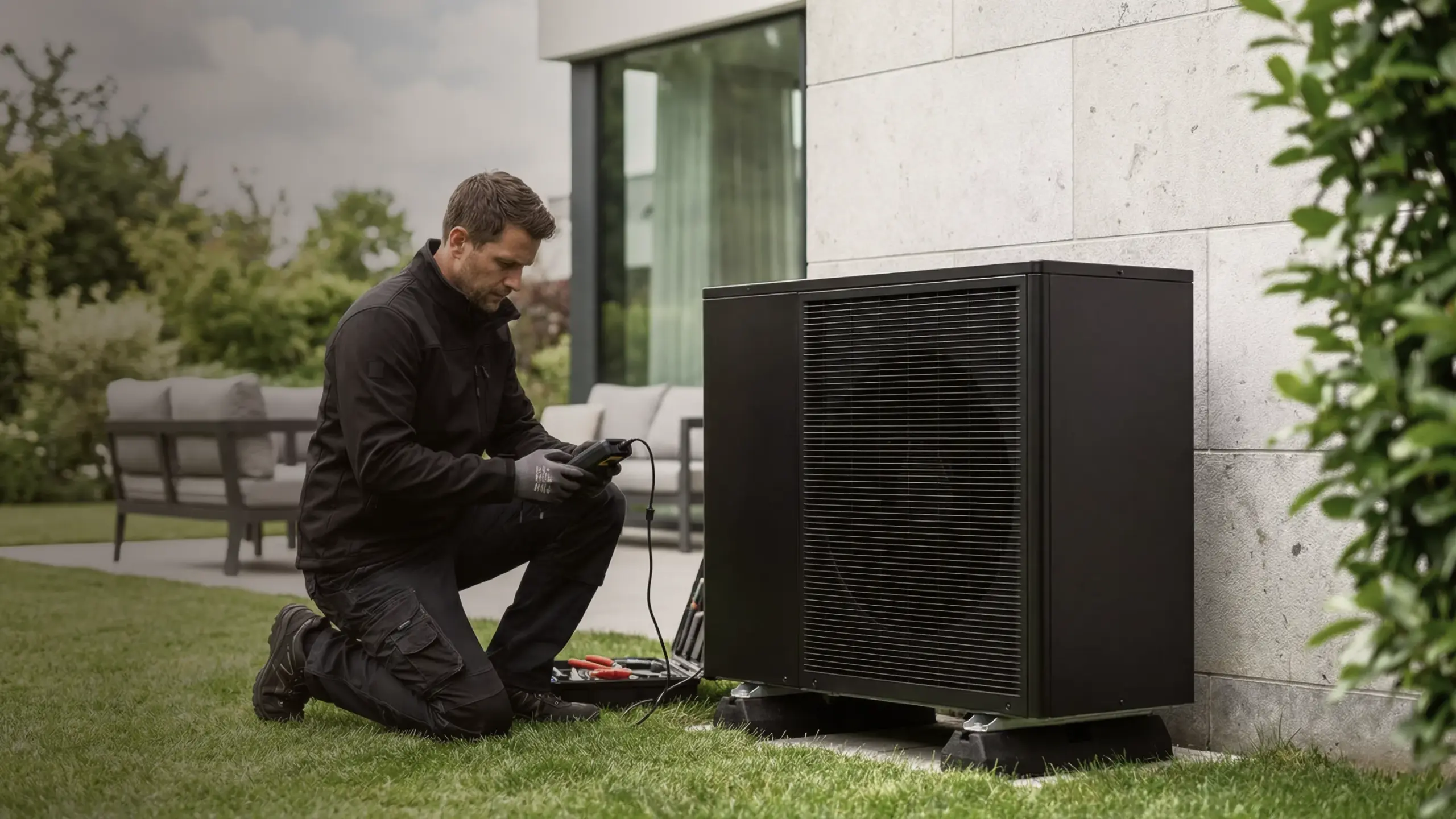 tecnico verifica prestazioni pompe di calore