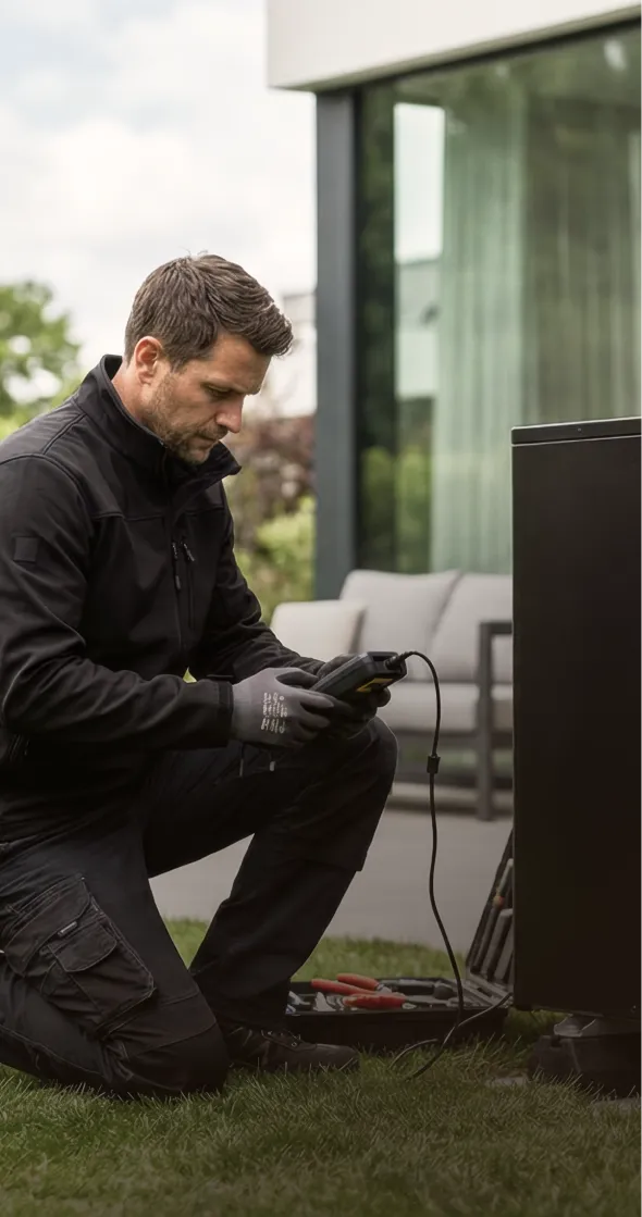 tecnico verifica prestazioni pompe di calore