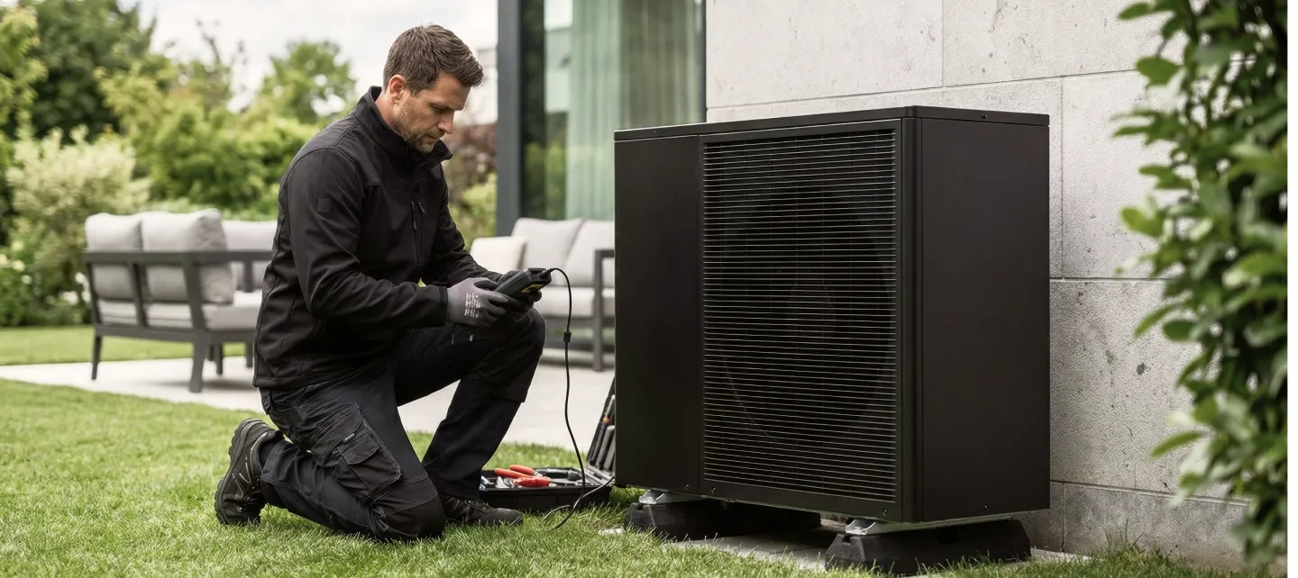 tecnico verifica prestazioni pompe di calore