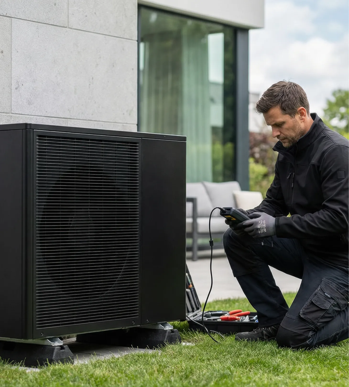 tecnico verifica prestazioni pompe di calore